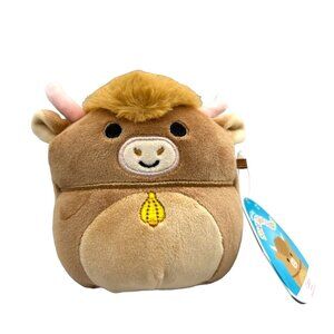 Squishmallow Calton Brown Highland Cow Longhorn 5” Plush NWT Kellytoy